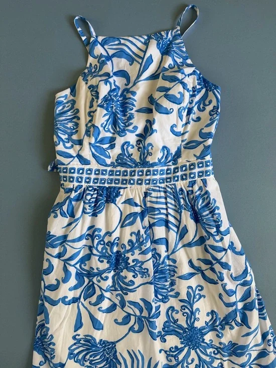 Lilly Pulitzer Charlese Resort White Glisten In The Sun Cotton Halter Maxi Dress - Picture 6 of 8